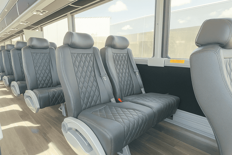 interior of Topeka Minibus Company charter bus